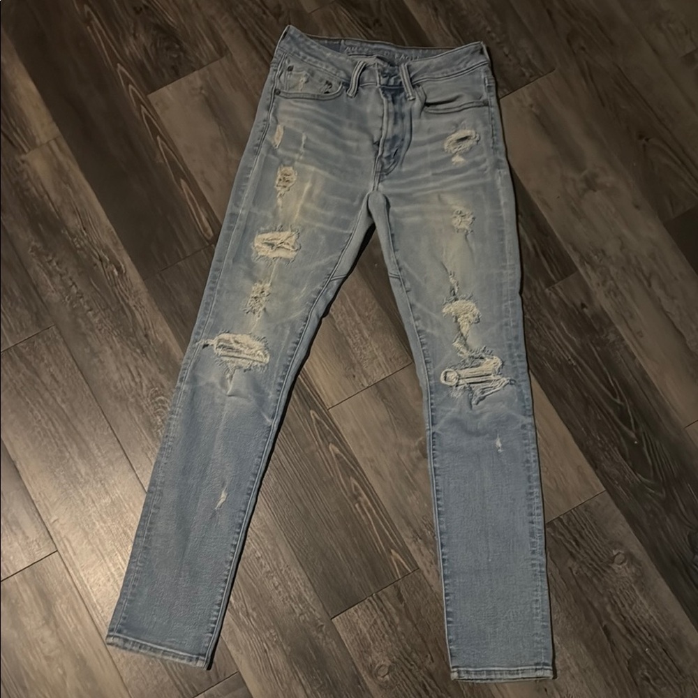 American Eagle Outfitters Blue Skinny Jeans Distressed
